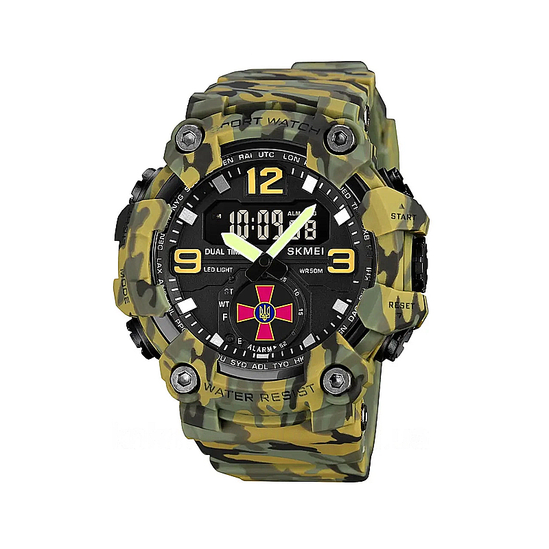 Тактичний багатофункціональний годинник Patriot Camo Green Tactic UA large popup