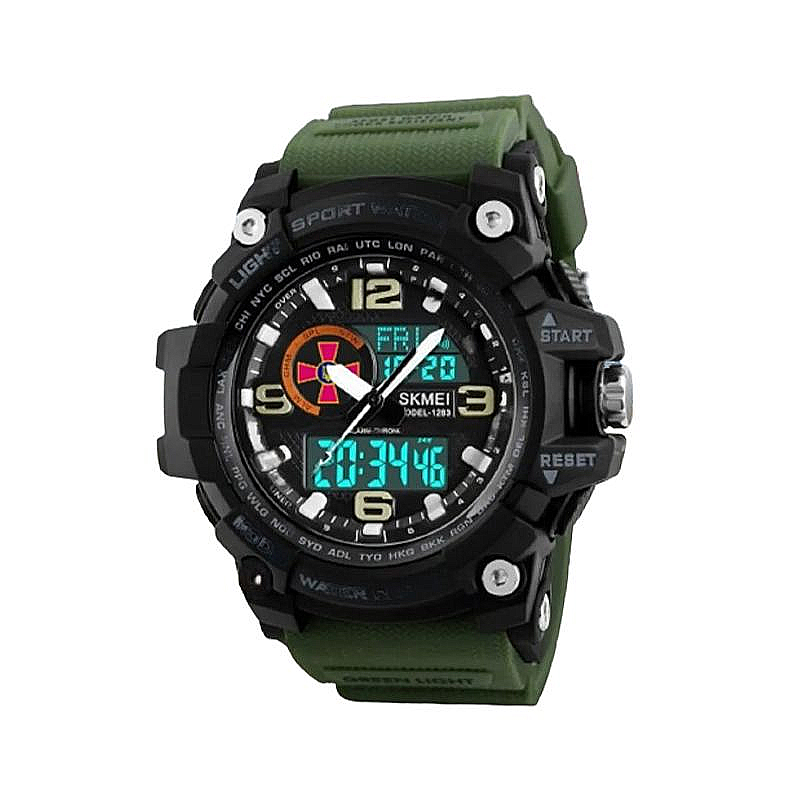 Тактичний багатофункціональний годинник Skmei Army Green Tactic UA Box large popup