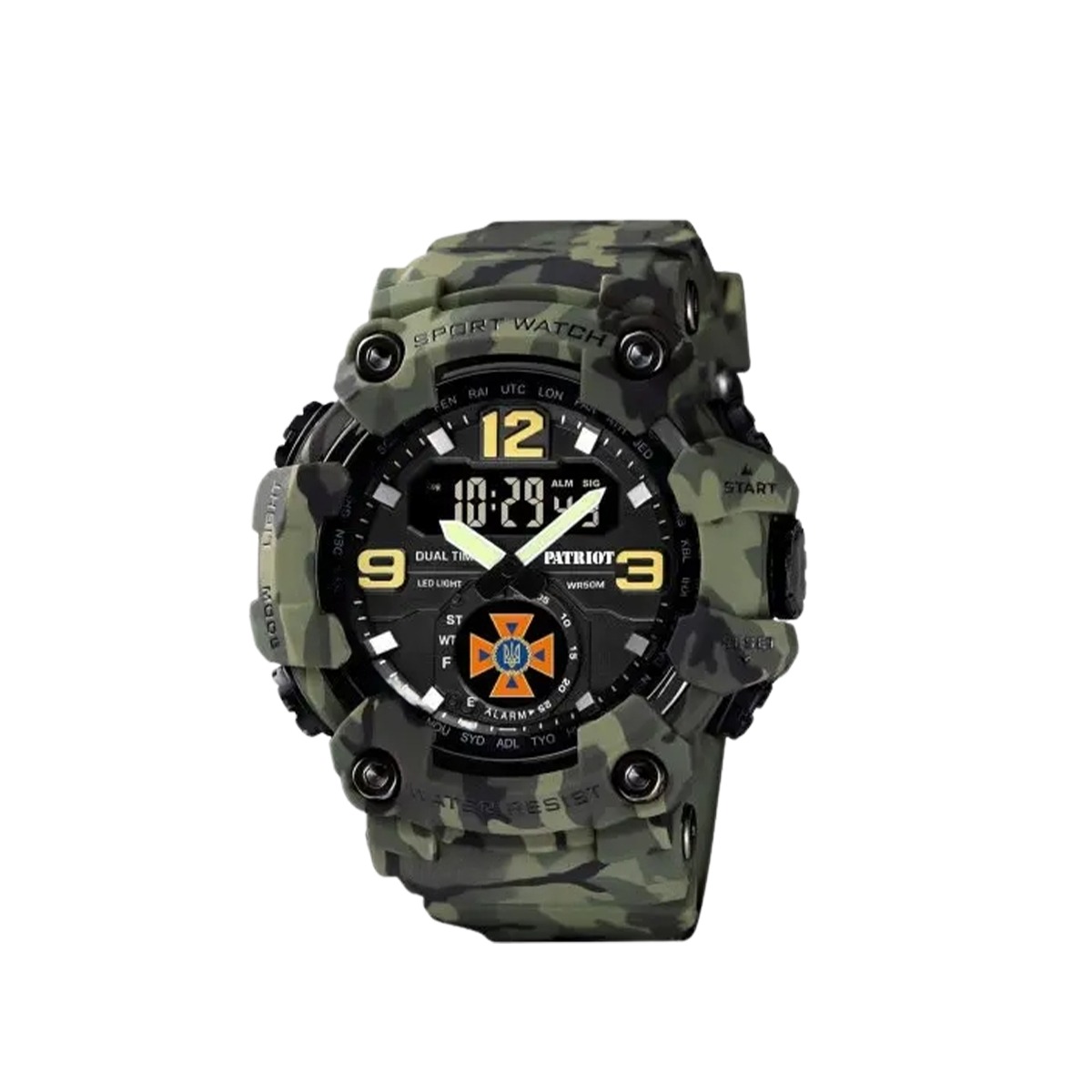 Тактичний багатофункціональний годинник Patriot 004 Camo Green ДСНС Коробка Camo (1080-1706) large popup