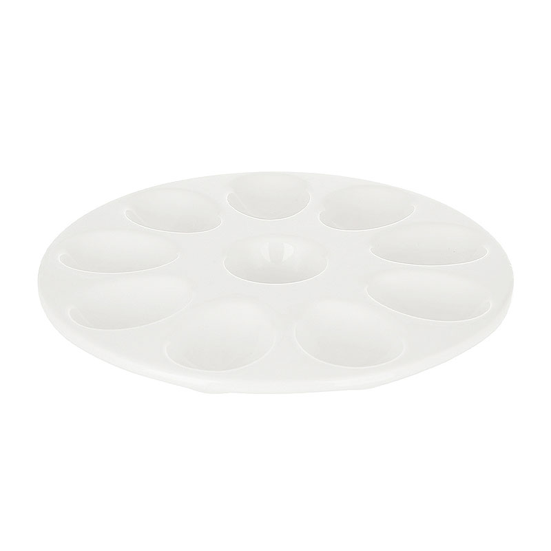 Тарілка керамічна для 10 яєць, D22.3см, колір - білий large popup