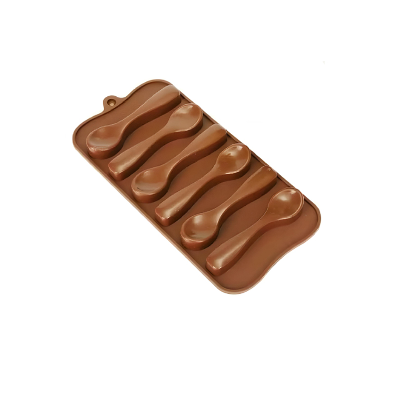 Форма для цукерок Stenson Ложка, силіконова, коричнева 6 шт. 21*10.5*1.5см (MH-3433) large popup