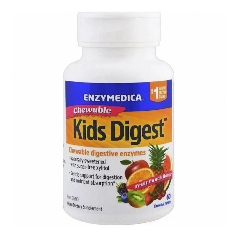 Травні ферменти для дітей, зі смаком фруктового пуншу, 60 жувальних таблеток, Enzymedica large popup