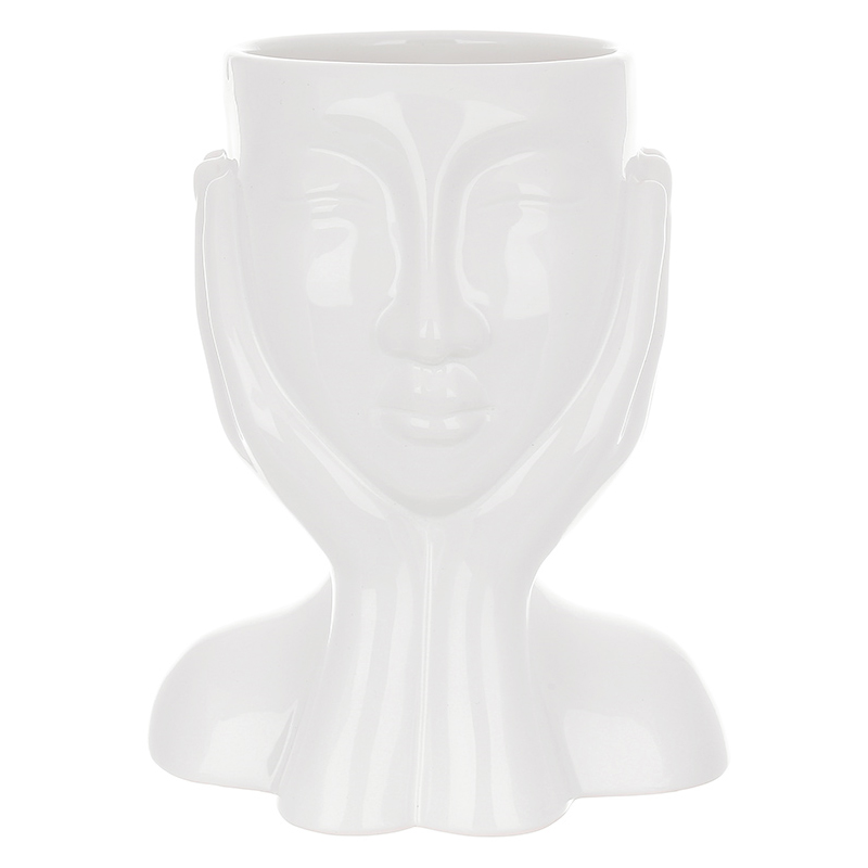 Ваза керамічна Face, 20.5 см, колір-білий глянсовий large popup