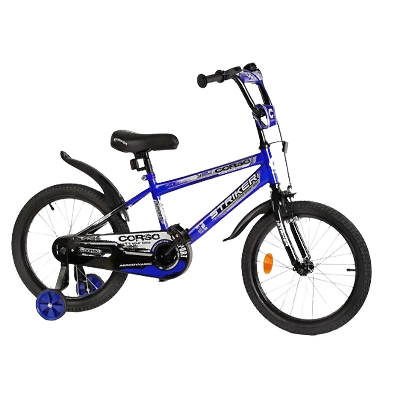 Велосипед 18" дюймів 2-х колісний "CORSO" STRIKER ручне гальмо , дзвіночок, доп. колеса, зібраний на large popup
