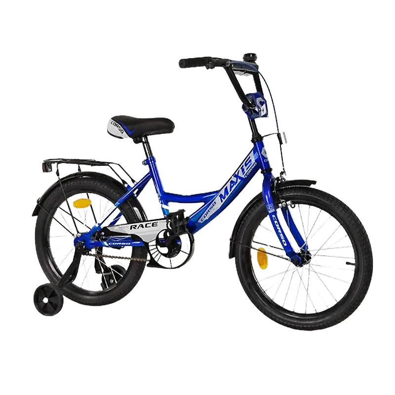 Велосипед 18" дюймів 2-х колісний "CORSO" ручне гальмо, дзвіночок, додаткові колеса, зібраний на 75% large popup