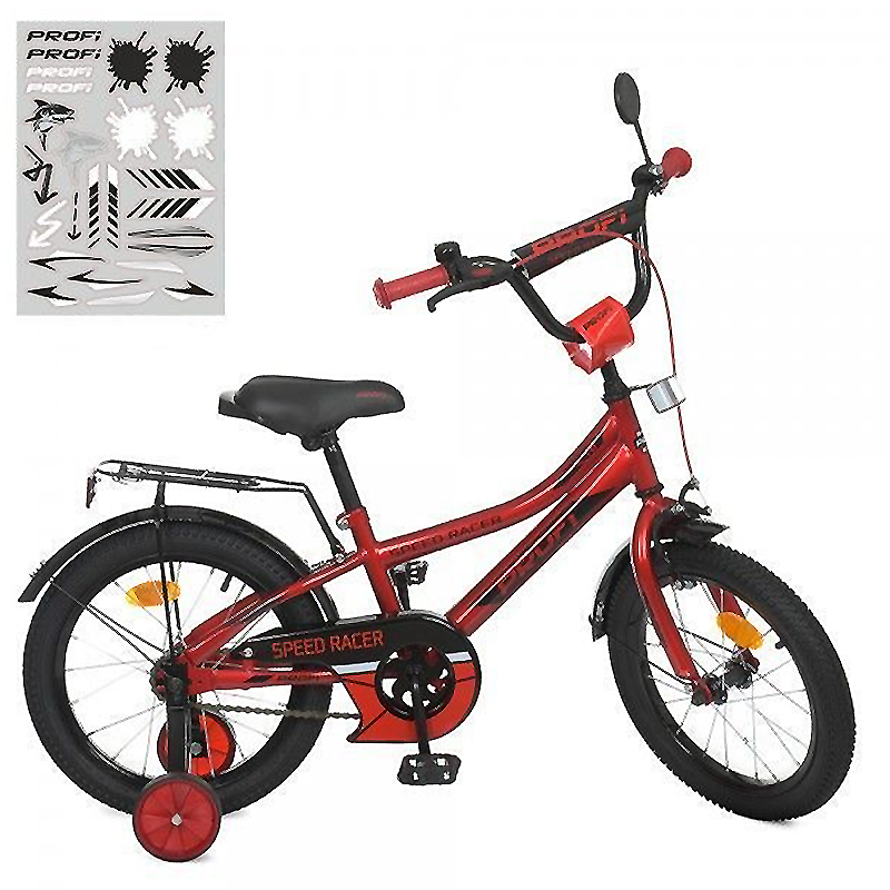 Велосипед дитячий PROF1 16д. Speed racer, ліхтар, дзвінок, дзеркало, дод.кол. (Y16311) large popup