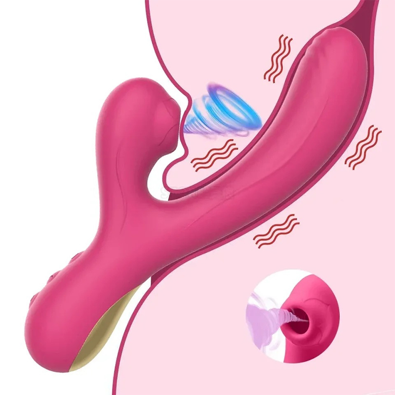 Вібратор 2в1 з вакуумною стимуляцією клітора, малиновий (1016) - 188380 large popup