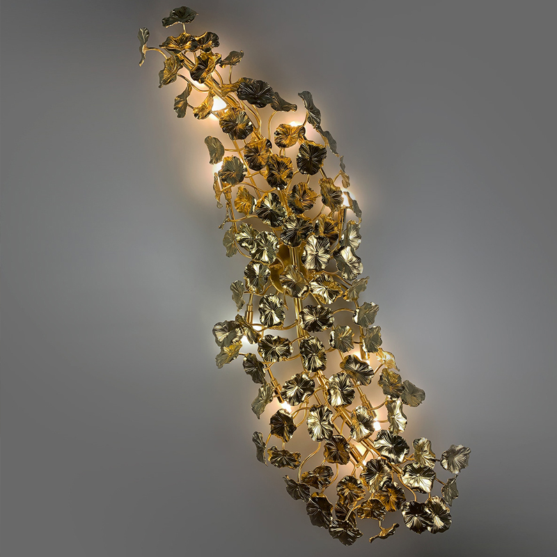 Видовжена золота бра у флористичних мотивах large popup