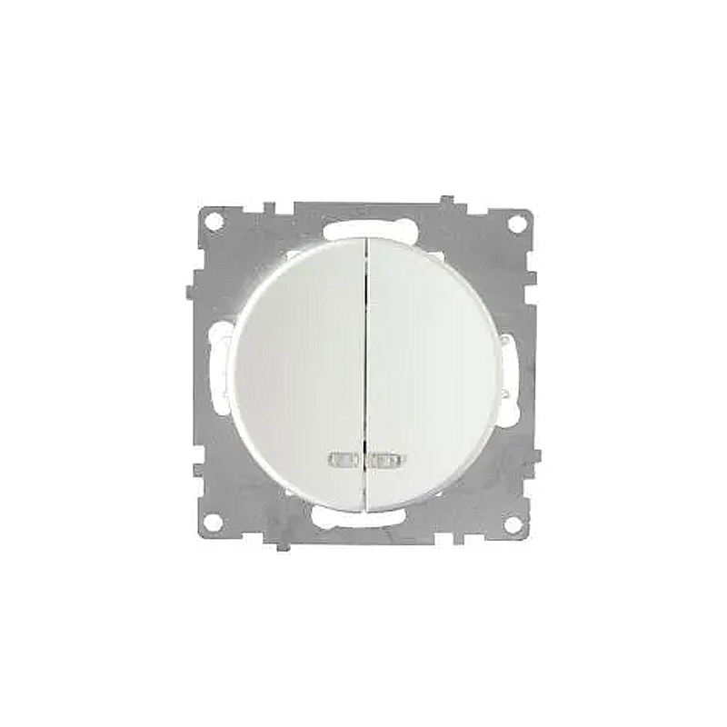 Вимикач OneKeyElectro подвійний з підсвіткою, колір білий (OKE202302Б) large popup