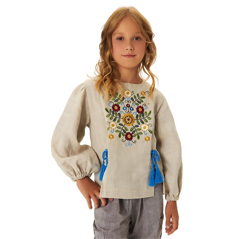 Вишита блуза Ukrglamour для дівчинки Веснянка 2, 122 (UKR-0236) large popup