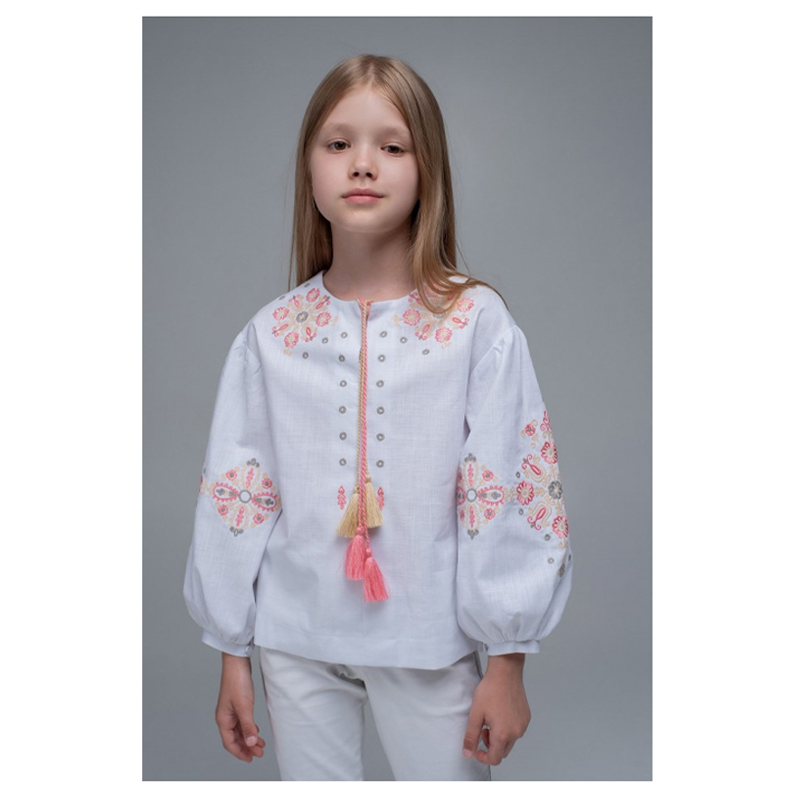 Вишиванка Ukrglamour, для дівчинки вишита блуза White1, р.110 (UKR-0313) large popup