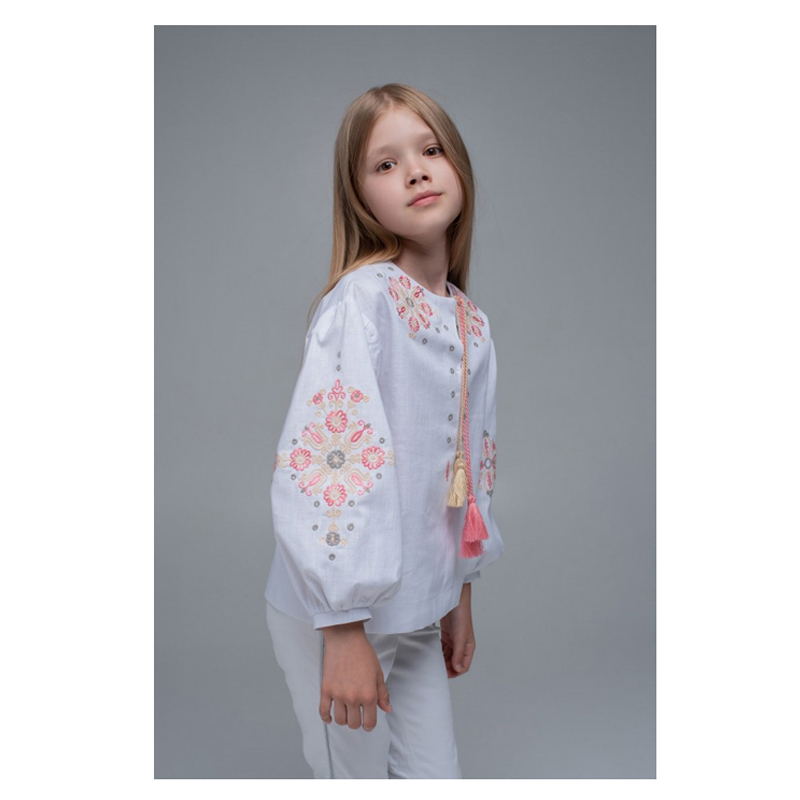 Вишиванка Ukrglamour, для дівчинки вишита блуза White1, р.110 (UKR-0313) large popup