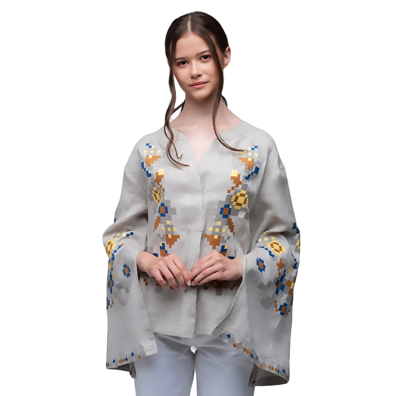 Вишиванка Ukrglamour,  жіноча вишита блуза Natural, р.L (UKR-5226) large popup