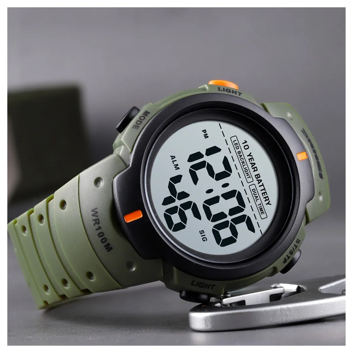 Водонепроний світлодіодний годинник з гравіюванням ЗСУ Skmei Army Green Tactic UA+Box (1080-1604) - 36371 large popup
