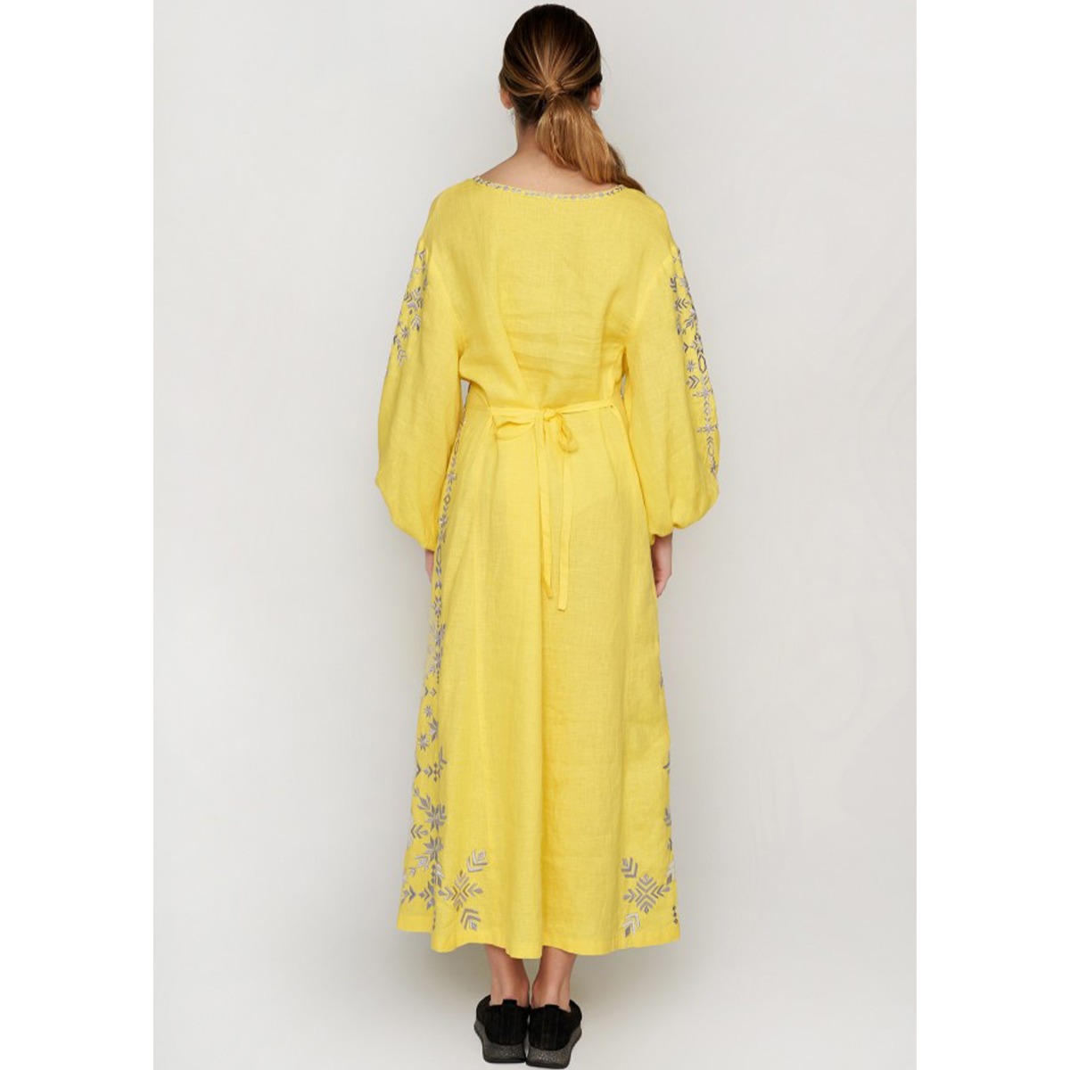 Вишиванка Ukrglamour,  жіноча лляна вишита сукня Yellow, р.XS  (UKR-4196) - 33450 large popup