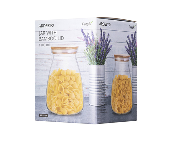 Ємність скляна Ardesto Fresh Hourglass з бамбуковою кришкою, 1100мл (AR1311BH) - 17375 large popup