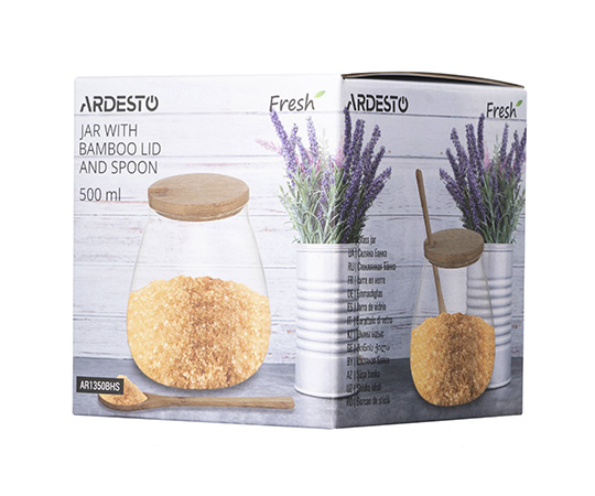 Ємність скляна Ardesto Fresh Sugar з бамбуковою кришкою, 500мл (AR1350BHS) - 17323 large popup