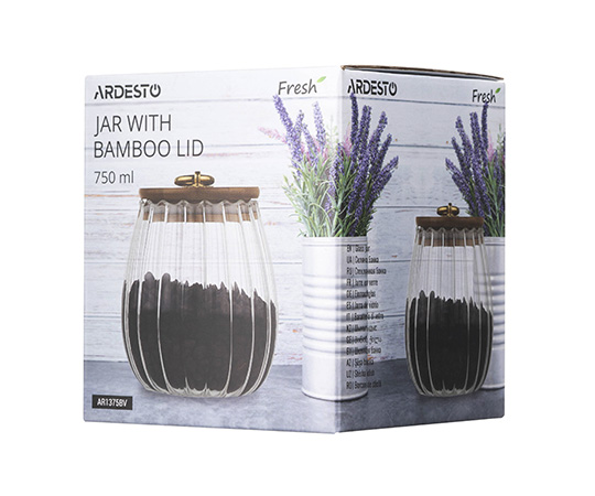 Ємність скляна Ardesto Fresh Vintage з бамбуковою кришкою, 750мл (AR1375BV) - 17328 large popup