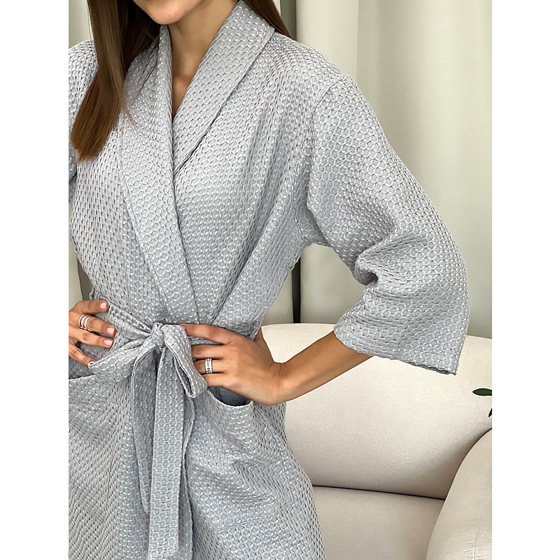 Жіночий халат шаль Ланцюжок, сріблясто-сірий, р.S (401) large popup