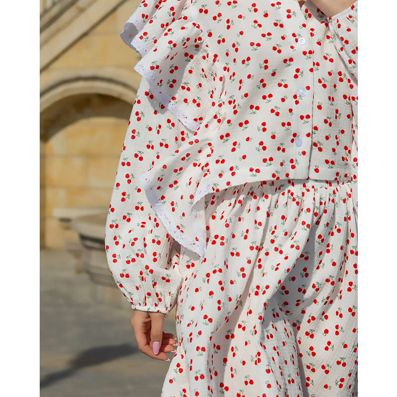 Жіночий костюм Lexy, сорочка спідниця-шорти, Вишні M (20668) large popup