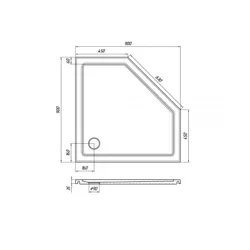 Душовий піддон «Белла» 900 Білий А100, п&#039;ятикутна, литий мармур (132A100) thumbnail
