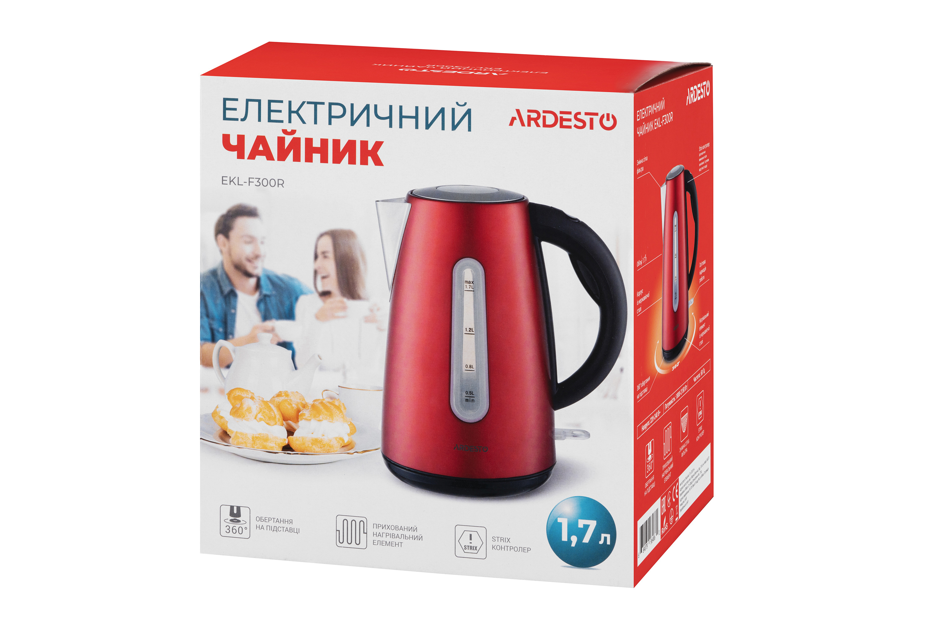 Чайник електричний Ardesto EKL-F300R червоний  large popup