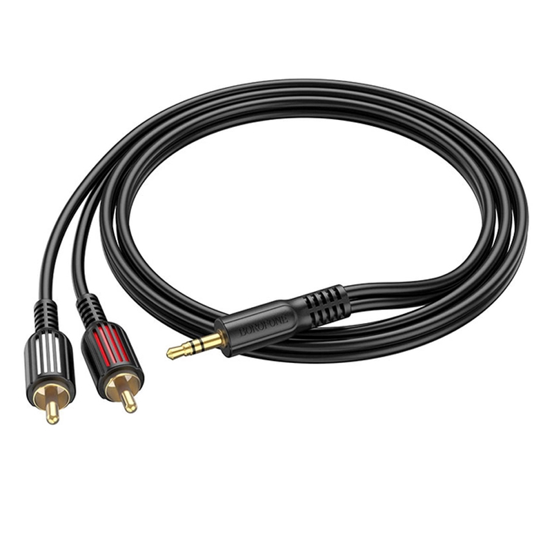 Кабель AUX Borofone BL11 3,5mm to 2RCA audio cable,1,5мм, чорний large popup