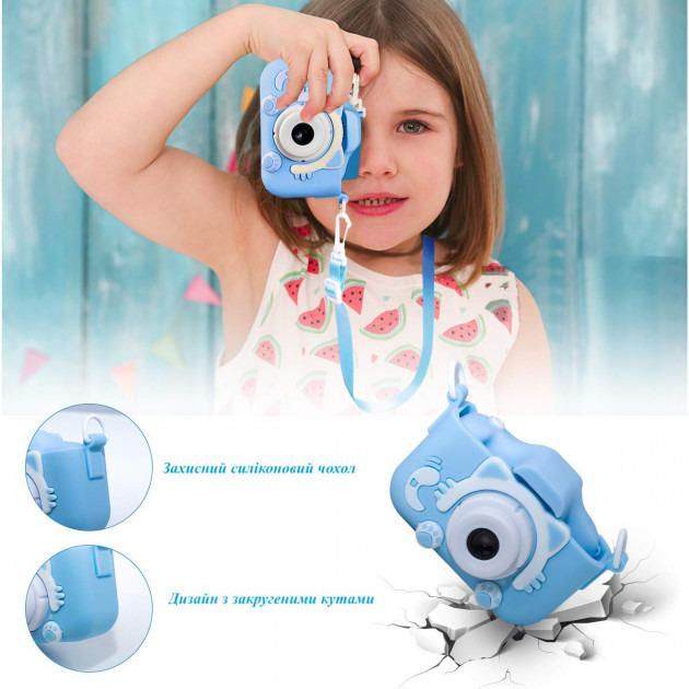 Фотоапарат дитячий цифровий відеокамера котик в чохлі Children&#039;s fun Camera ET-015 блакитний (N3280) large popup