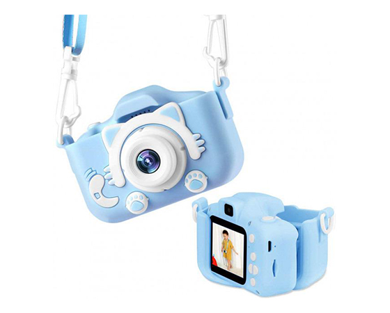 Фотоапарат дитячий цифровий відеокамера котик в чохлі Children&#039;s fun Camera ET-015 блакитний (N3280) large popup