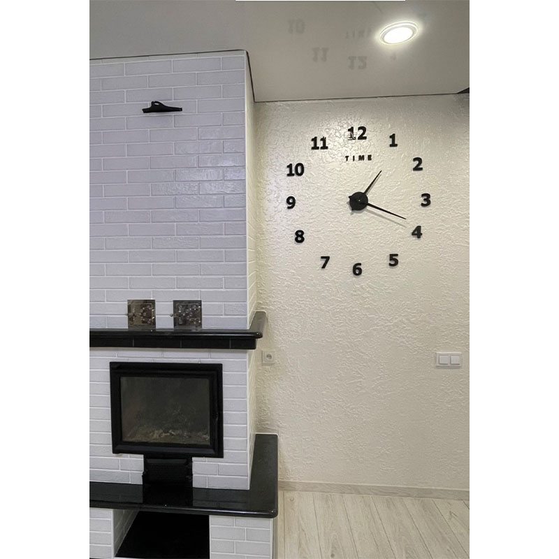 Годинник 3D настінний, One time чорні цифри (1т4) large popup