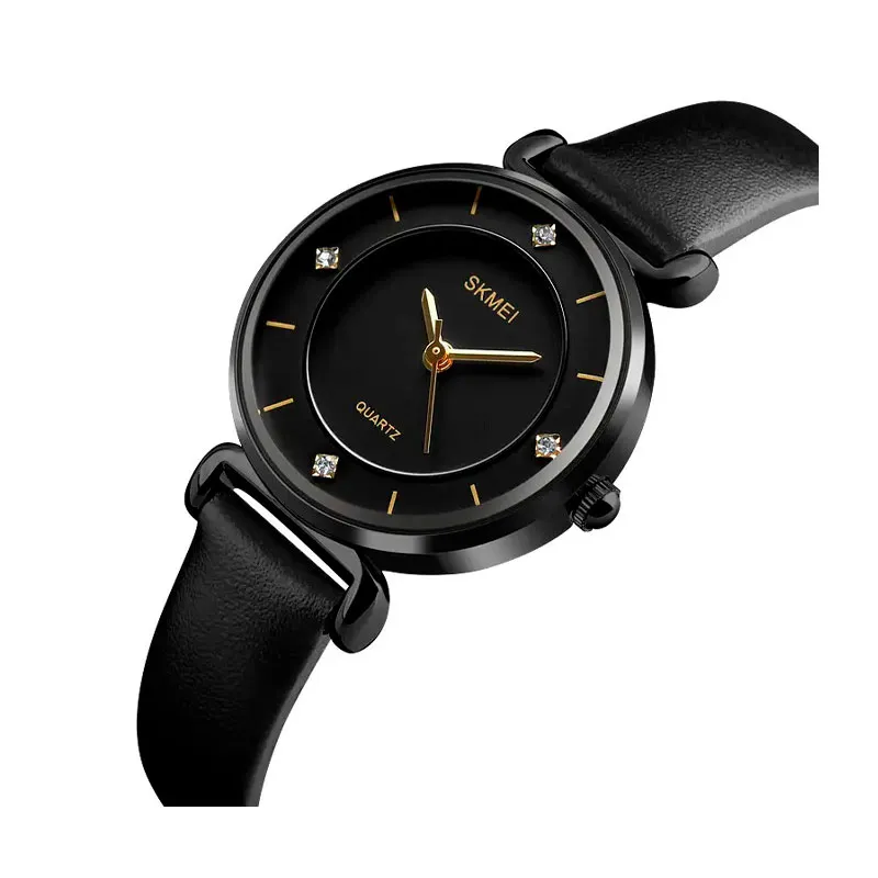 Годинник Skmei 1330 batterfly чорний жіночий  (1330 black - leather)