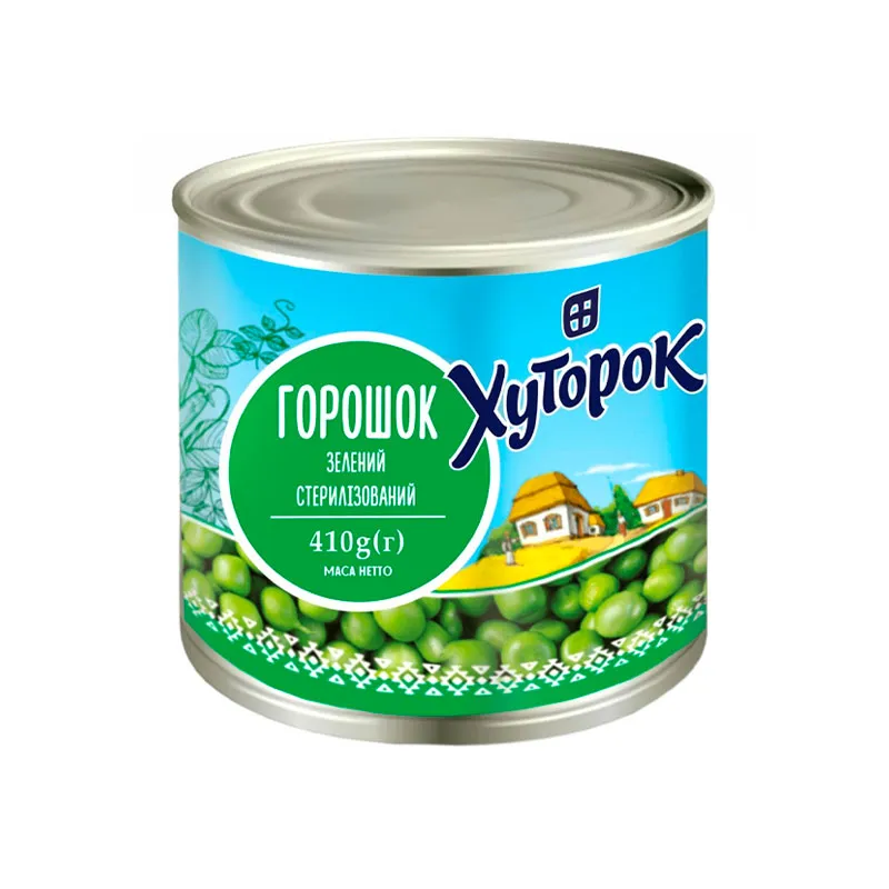 Горошок зелений ТМ &#039;Хуторок&#039;, ж/б, 410 г. (780110) 