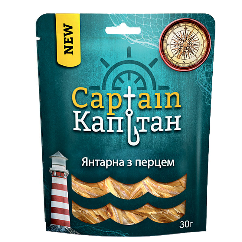 Янтарна з перцем Captain солоно-сушена, 30 г. large popup