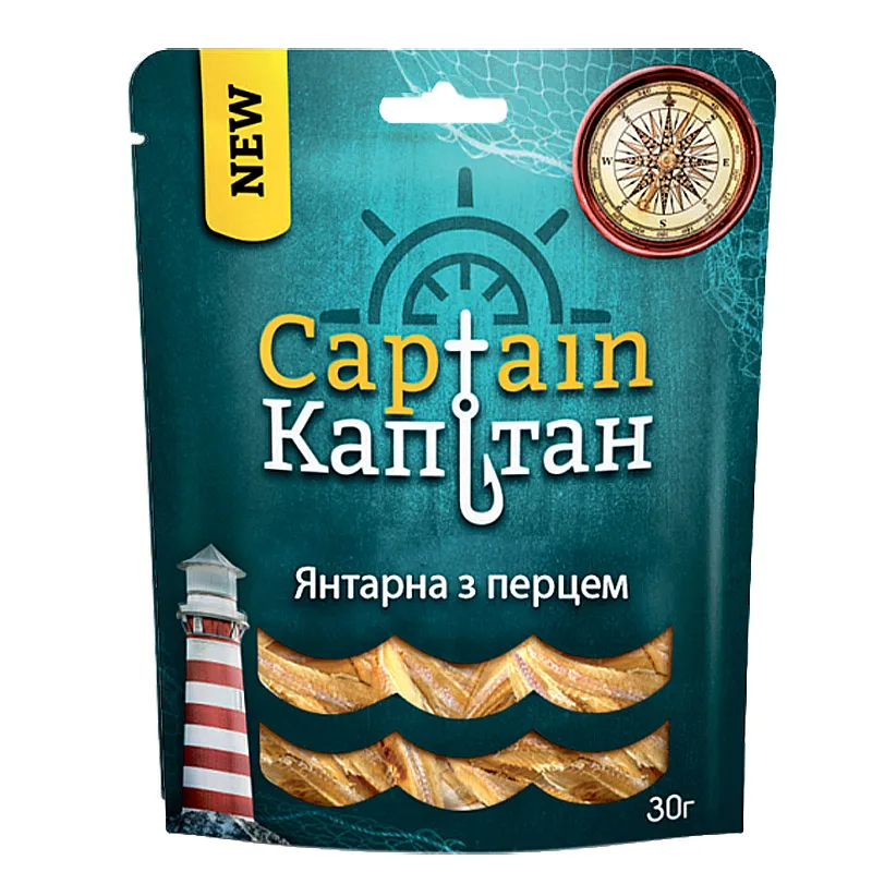 Янтарна з перцем Captain солоно-сушена, 30 г.