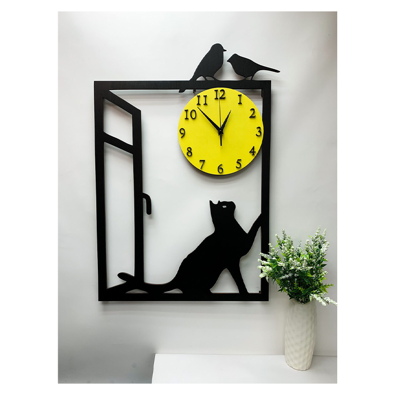 Картина-годинник &quot;Кіт полює&quot; Clock-picture &quot;Cat is hunting&quot;, 50х69 см. large popup