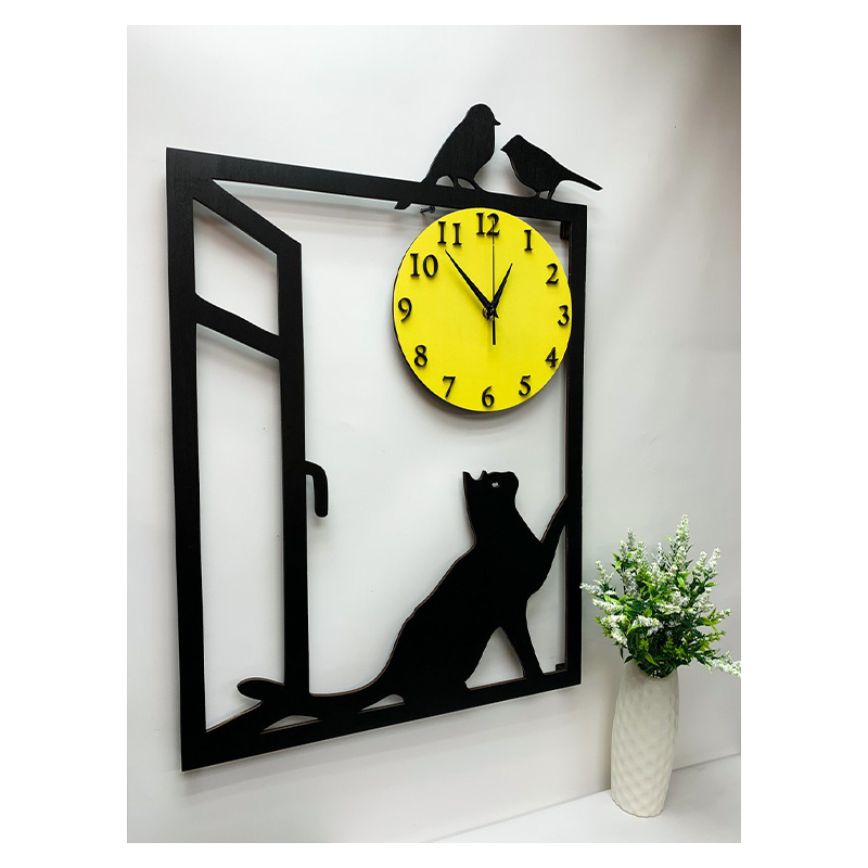 Картина-годинник &quot;Кіт полює&quot; Clock-picture &quot;Cat is hunting&quot;, 50х69 см. large popup