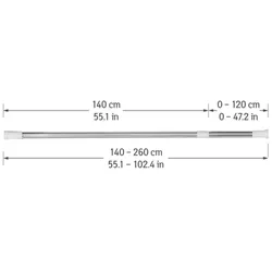 Карніз для душу Tatkraft Oscar, 140х260см d2.5см. телескопічна нержавіюча сталь та пластик(14299) thumbnail