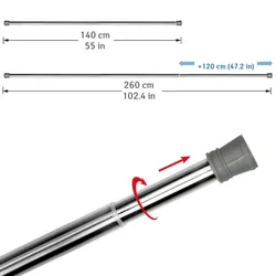 Карніз для ванної кімнати Tatkraft Lord телескопічний, 140х260см (17412) thumbnail
