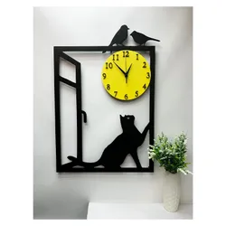 Картина-годинник "Кіт полює" Clock-picture "Cat is hunting", 50х69 см.