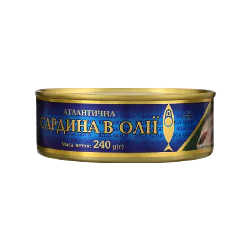 Консерва рибна сардина Ризьке золото шматками в олії, , ж/б,  240 г. large popup