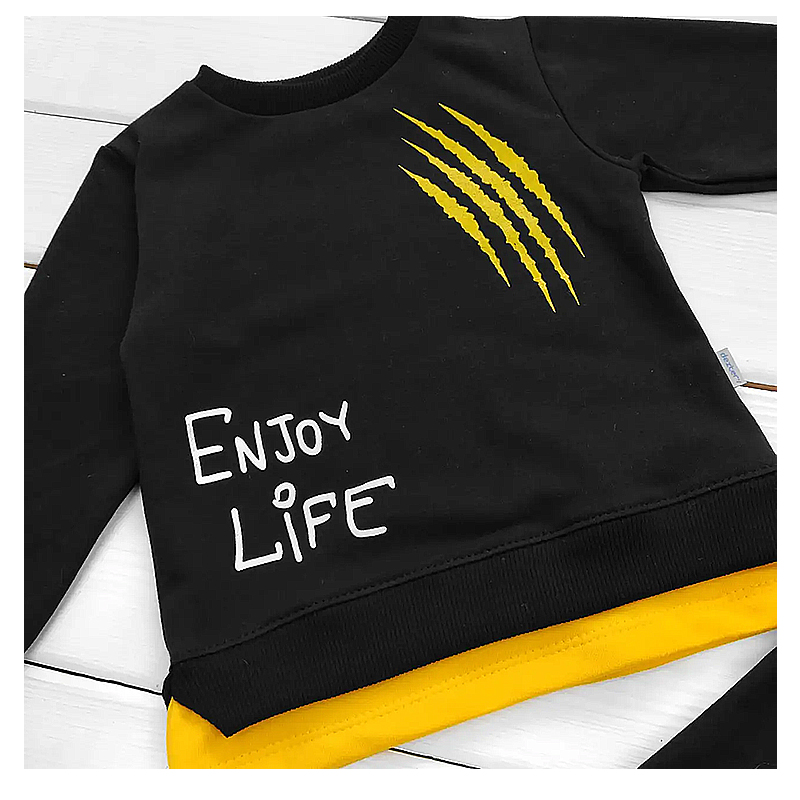 Костюм Dexter`s для хлопчика &quot;Enjoy Life&quot;, футер з накатом, чорний, р.86 (d306чн) large popup