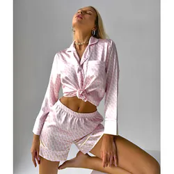 Костюм для дому Domino Victoria&#039;s Secret з шовку, жіночий, ніжно рожевий, р.XL (1098) thumbnail mobile