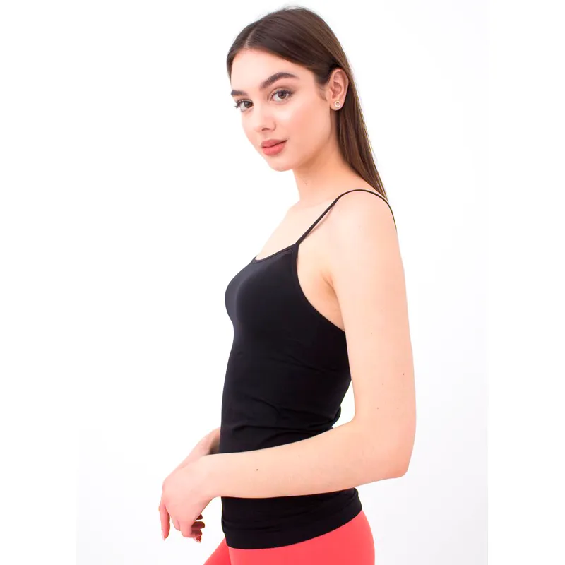 Майка Giulia на тонких бретелях, жіноча безшовна, Camisole black, р.S/M