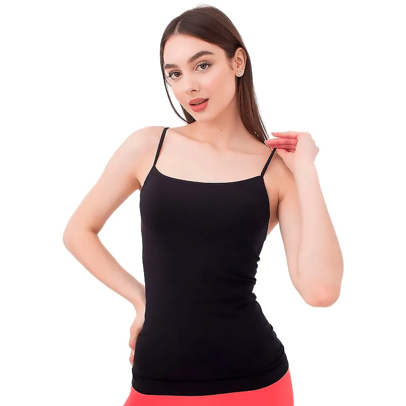 Майка Giulia на тонких бретелях, жіноча безшовна, Camisole black, р.S/M