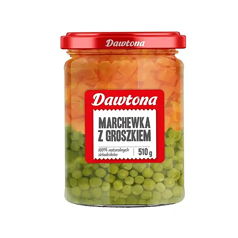 Мікс овочів (горошок, морква) консервовані Dawtona, скло, 510 г. large popup