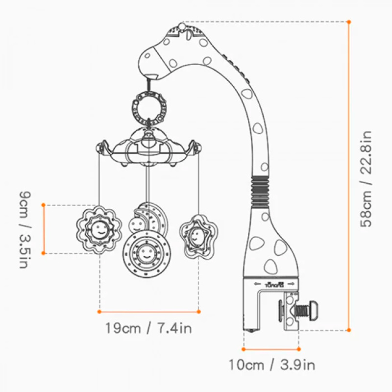 Мобіль на ліжечко із проектором та музикою Tumama Жирафа Білий large popup