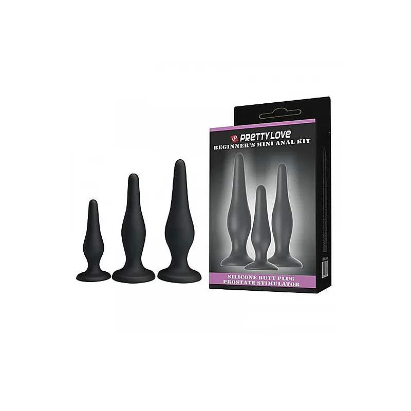 Набір Pretty Love BI-014456H Beginner&#039;s Mini Anal Kit  із 3-х анальних пробок, чорні (300)