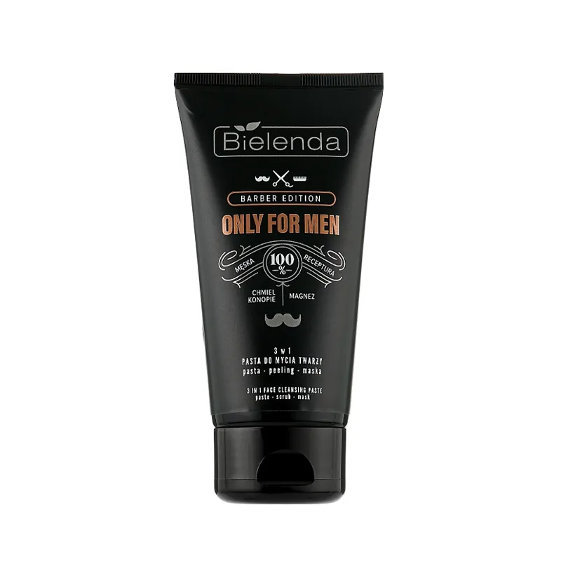 Паста для очищення обличчя Bielenda ONLY FOR MEN BARBER EDITION, 3в1 паста-пілінг-маска 150г(046149)