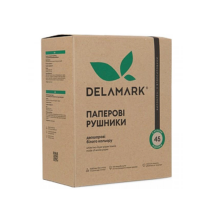 Паперові рушники DelaMark 2 шари 45відривів 2 рулона (331052) large popup