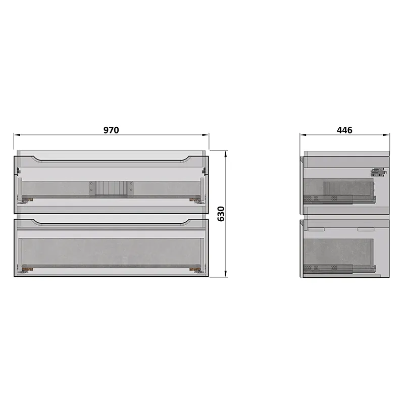 Пенал (тумба) для ванної кімнати, Nautilus, DOUBLE, підвісний, 970x446x630 (DOUBLE-100GM)